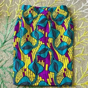 African Nigeria wax cloth graphic tulip shape, handmade cotton skirt L
